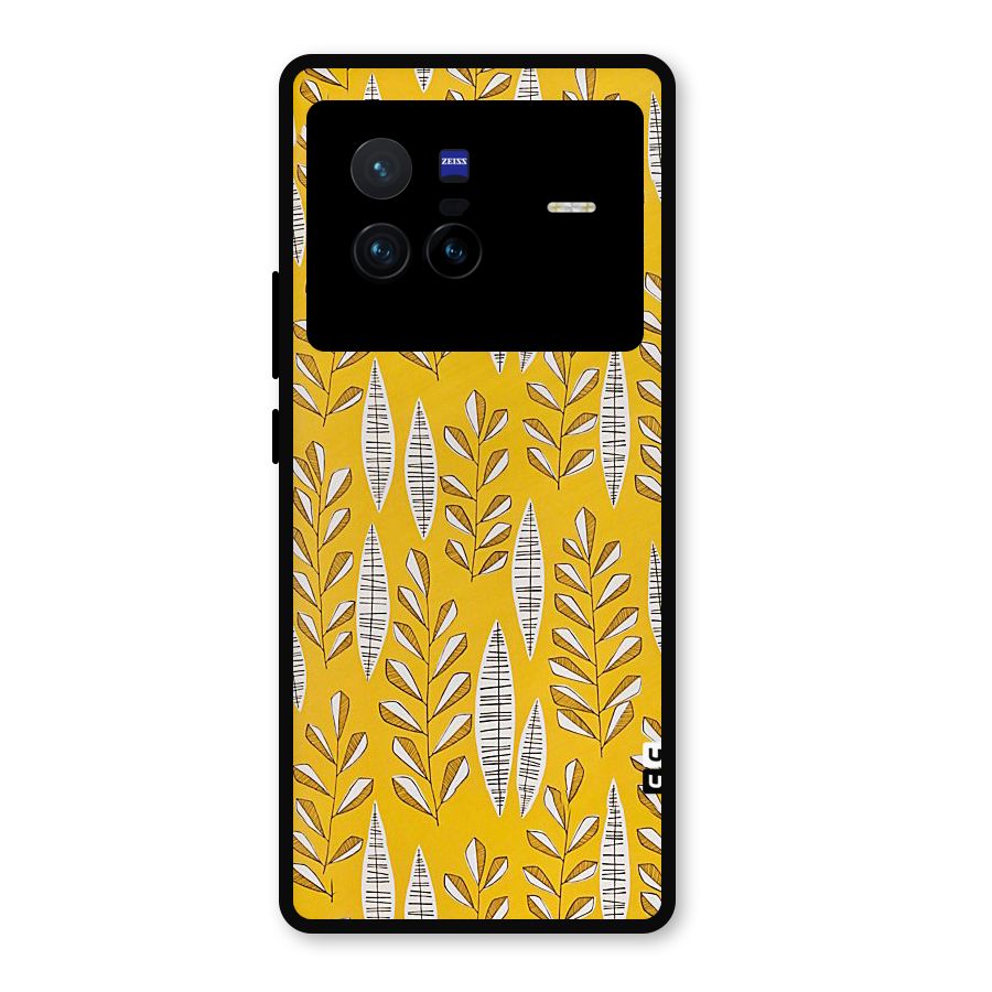 Yellow Leaf Pattern Metal Back Case for Vivo X80