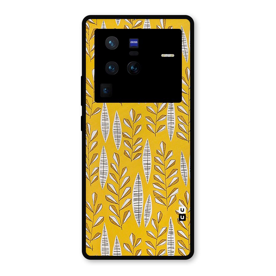 Yellow Leaf Pattern Metal Back Case for Vivo X80 Pro