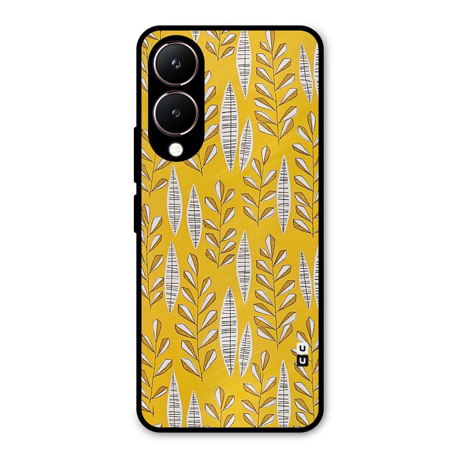 Yellow Leaf Pattern Metal Back Case for Vivo Y28