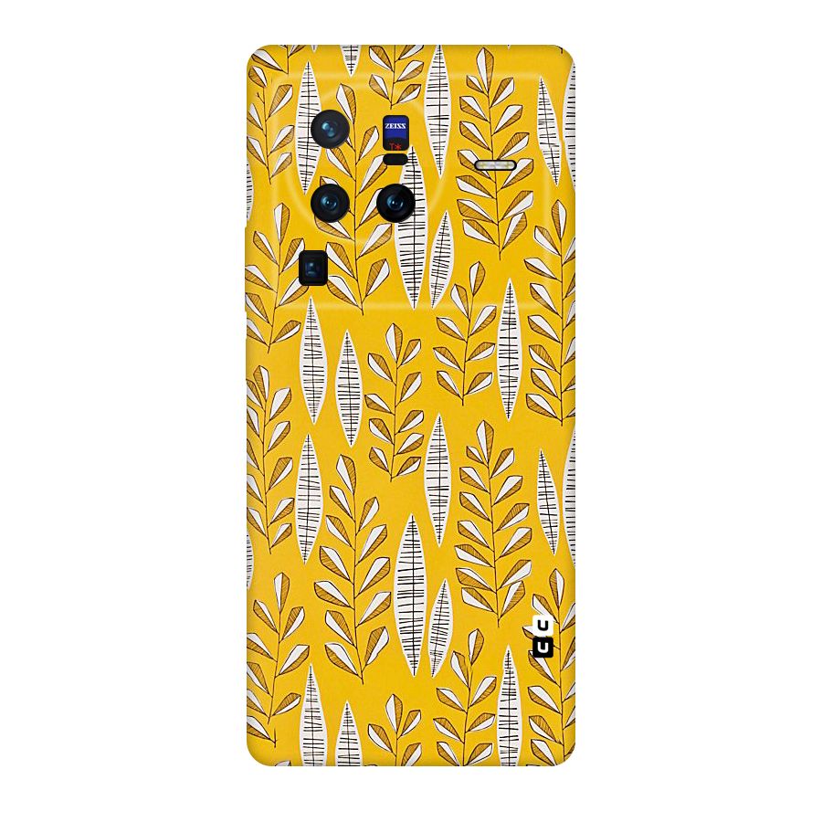 Yellow Leaf Pattern Original Polycarbonate Back Case for Vivo X80