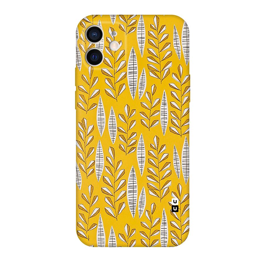 Yellow Leaf Pattern Original Polycarbonate Back Case for iPhone 12