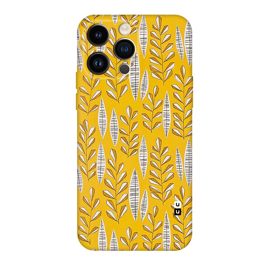 Yellow Leaf Pattern Original Polycarbonate Back Case for iPhone 14 Pro Max