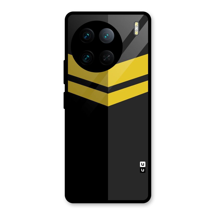 Yellow Lines Glass Back Case for Vivo X90 Pro