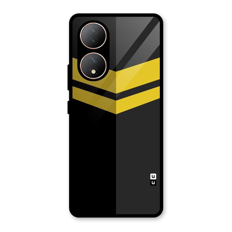 Yellow Lines Glass Back Case for Vivo Y100A