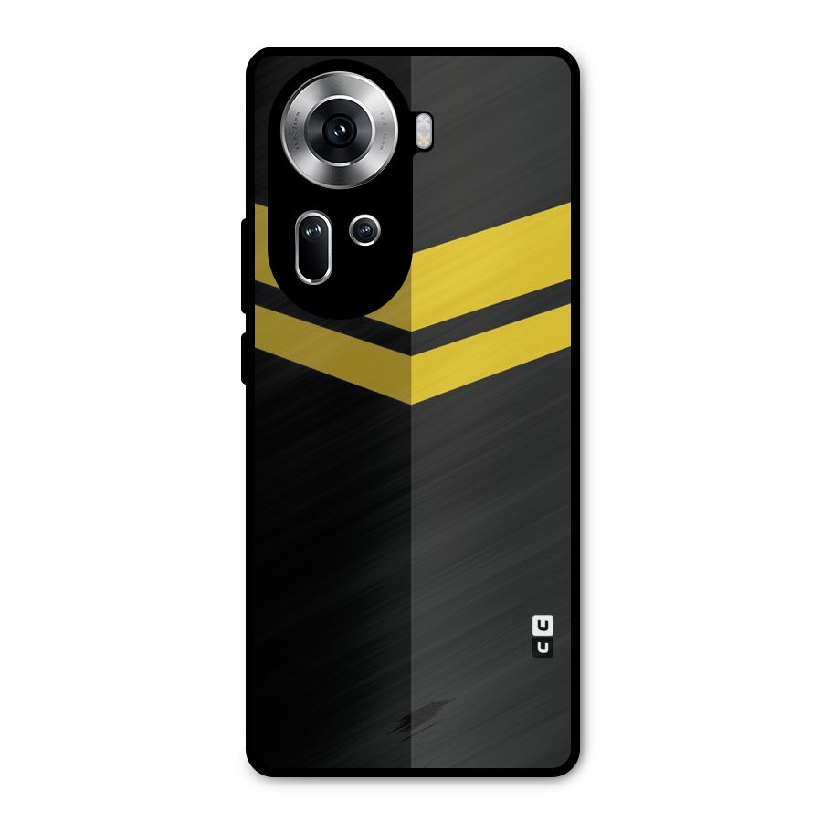 Yellow Lines Metal Back Case for Oppo Reno11 5G