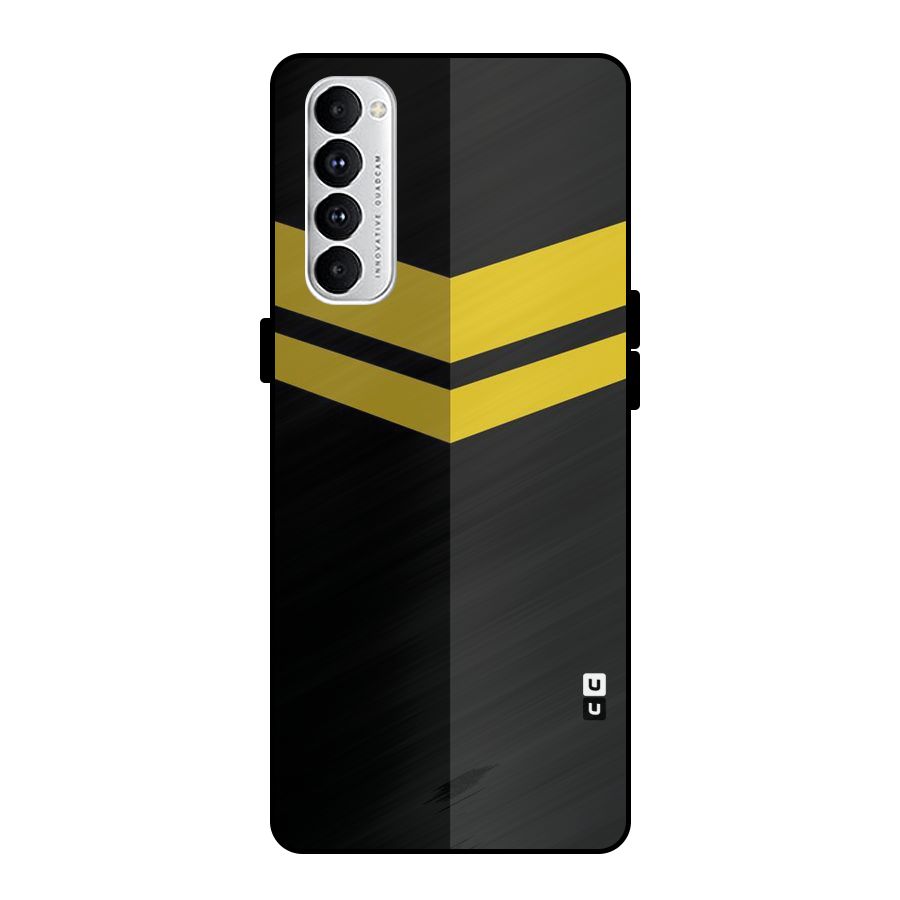 Yellow Lines Metal Back Case for Oppo Reno4 Pro