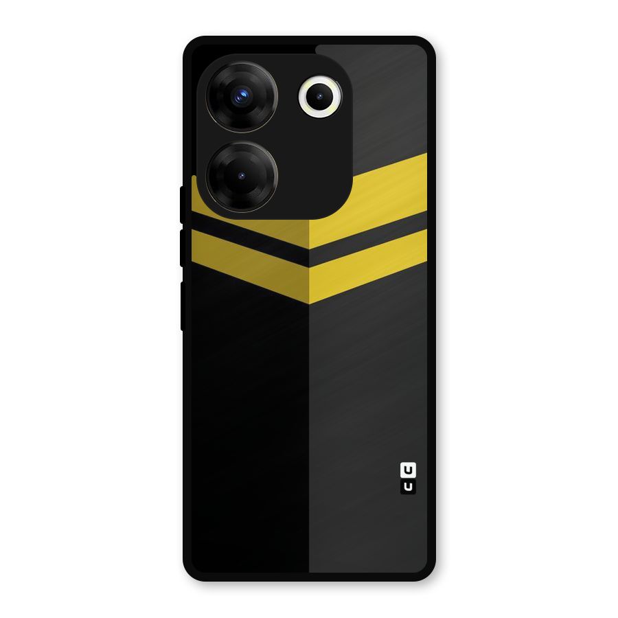 Yellow Lines Metal Back Case for Tecno Camon 20 Pro