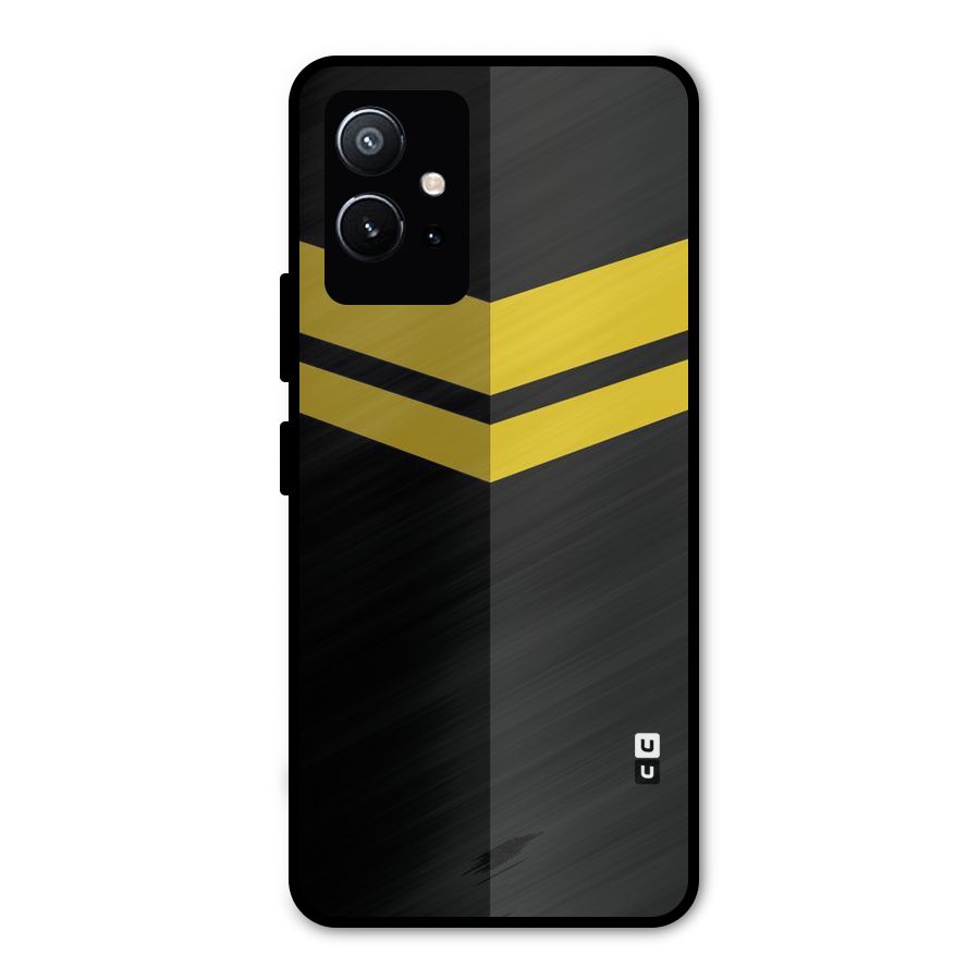 Yellow Lines Metal Back Case for Vivo T1 5G
