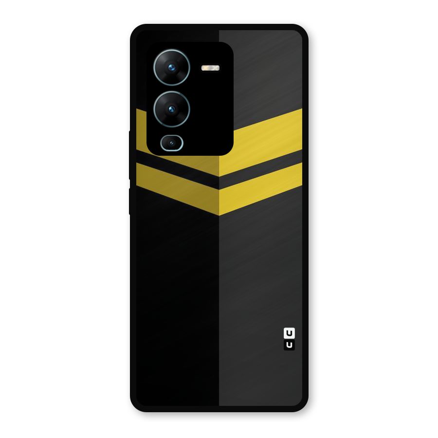 Yellow Lines Metal Back Case for Vivo V25 Pro