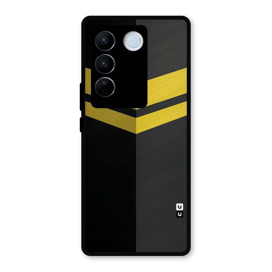 Yellow Lines Metal Back Case for Vivo V27 Pro
