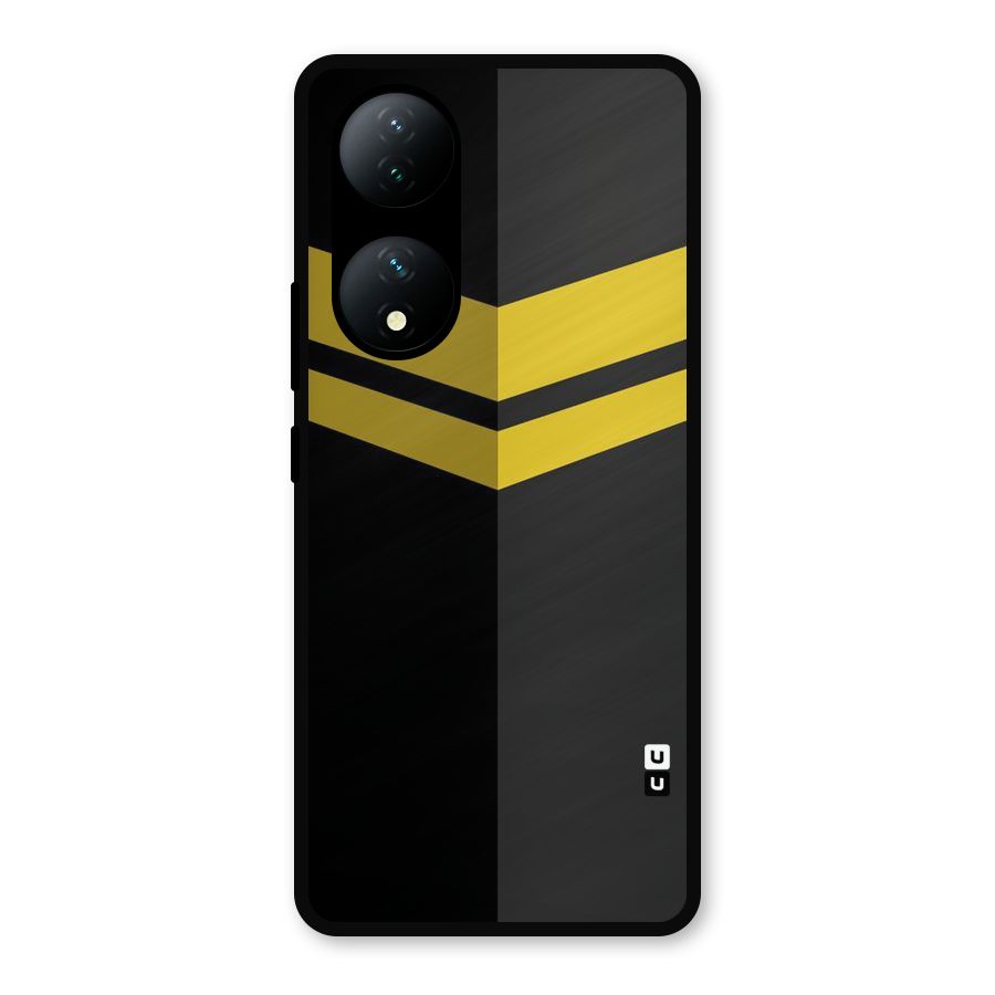 Yellow Lines Metal Back Case for Vivo Y100a