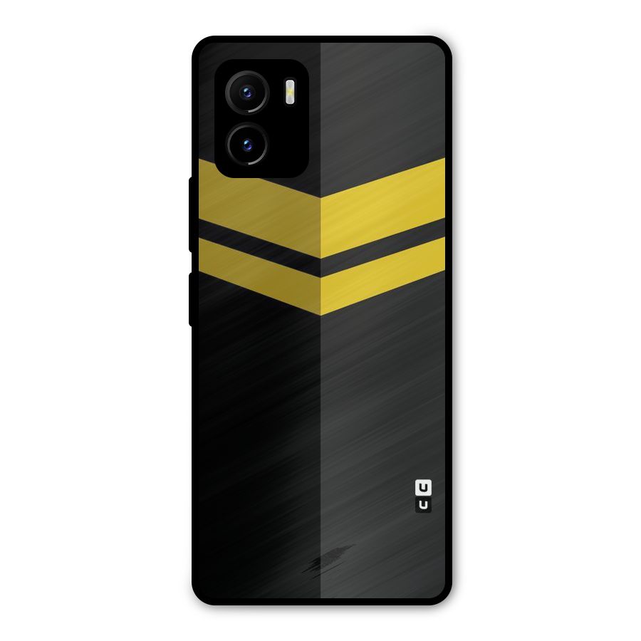 Yellow Lines Metal Back Case for Vivo Y15s