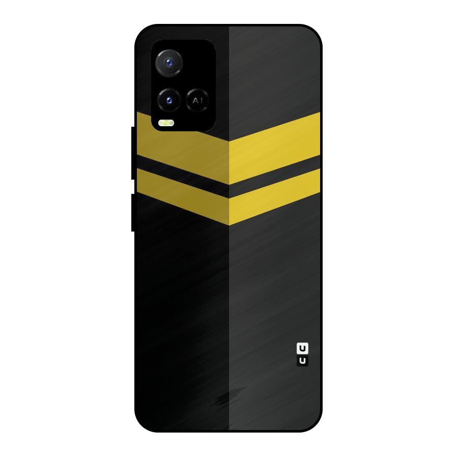 Yellow Lines Metal Back Case for Vivo Y21