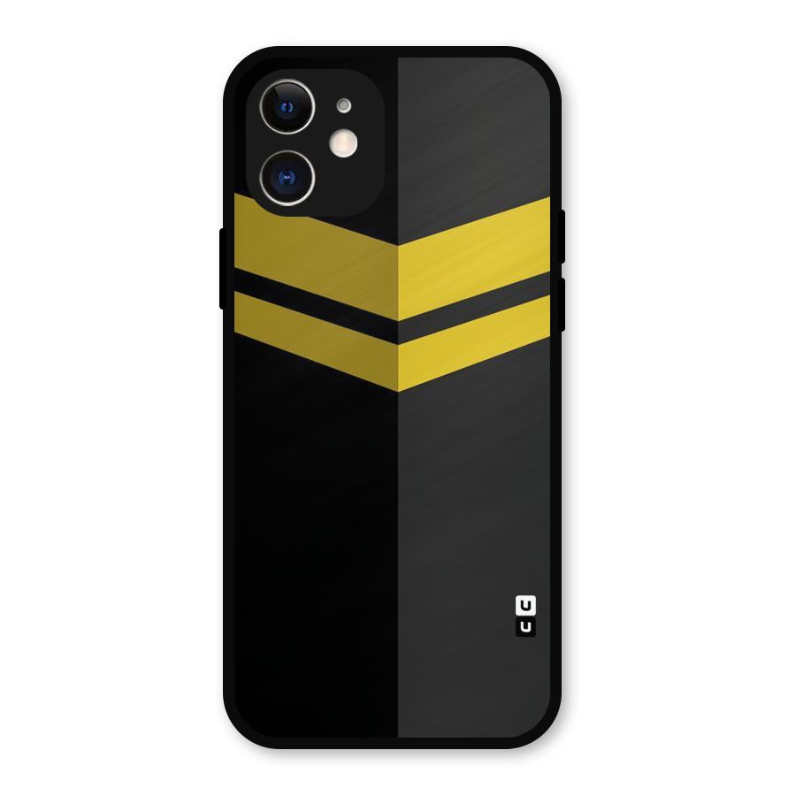 Yellow Lines Metal Back Case for iPhone 12