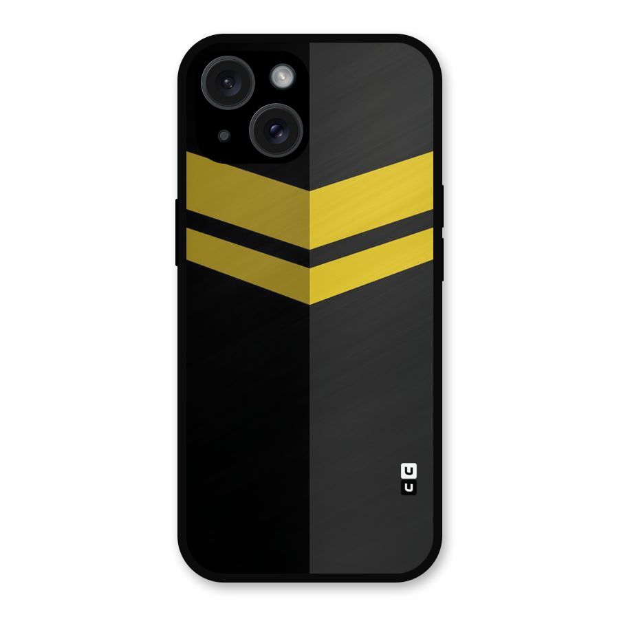 Yellow Lines Metal Back Case for iPhone 15