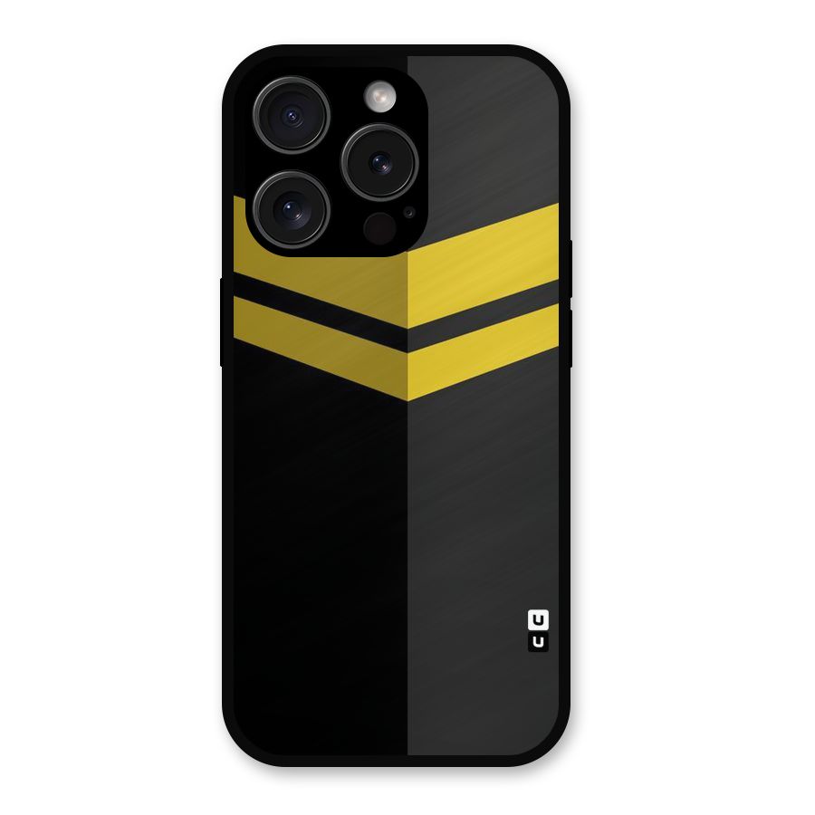 Yellow Lines Metal Back Case for iPhone 15 Pro