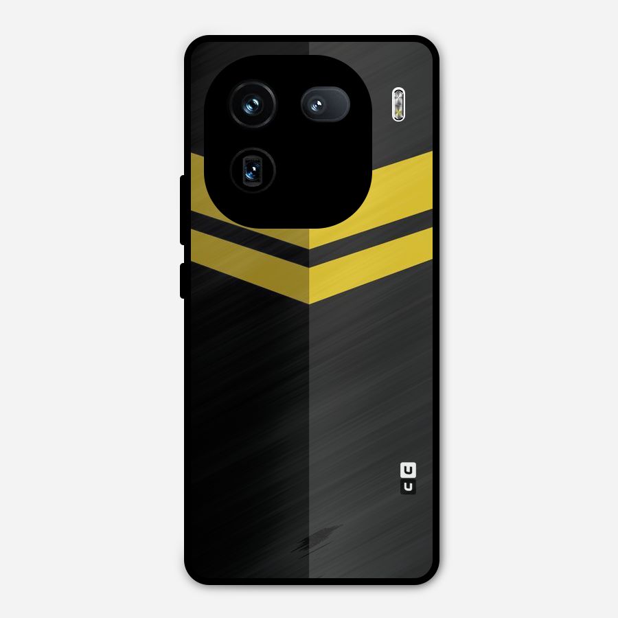 Yellow Lines Metal Back Case for iQOO 12