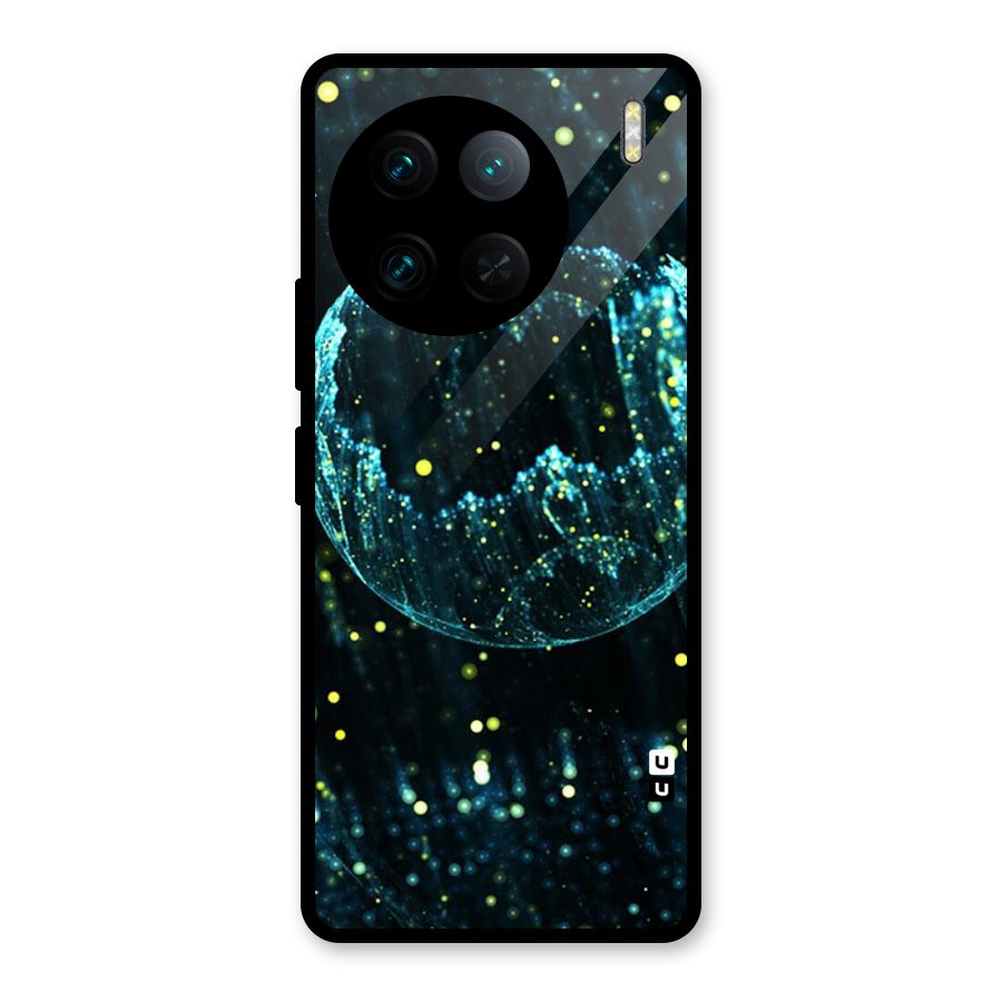 Yellow Rain Glass Back Case for Vivo X90 Pro