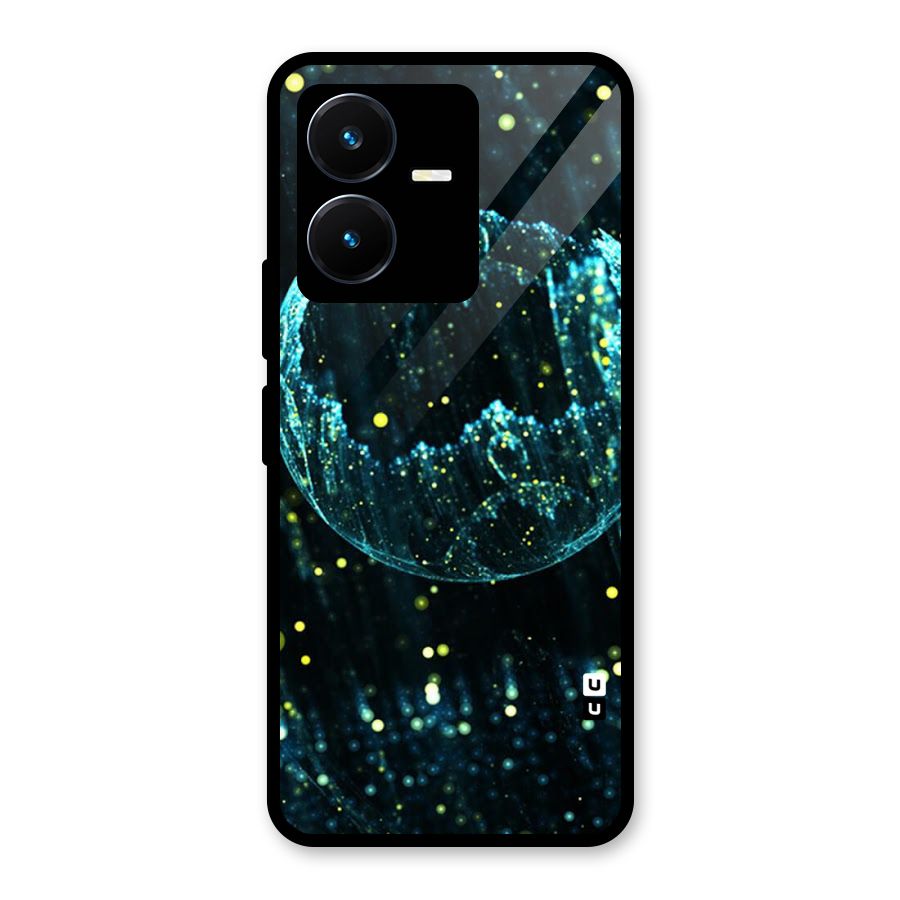 Yellow Rain Glass Back Case for Vivo Y22s
