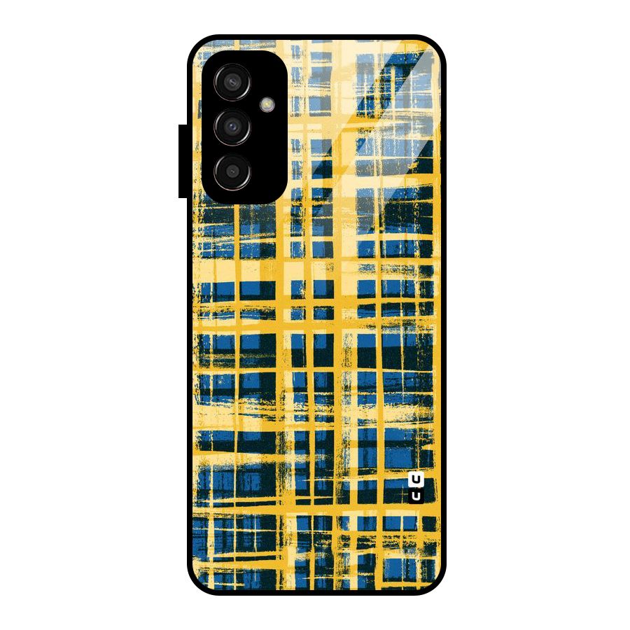 Yellow Rugged Check Design Glass Back Case for Galaxy F13
