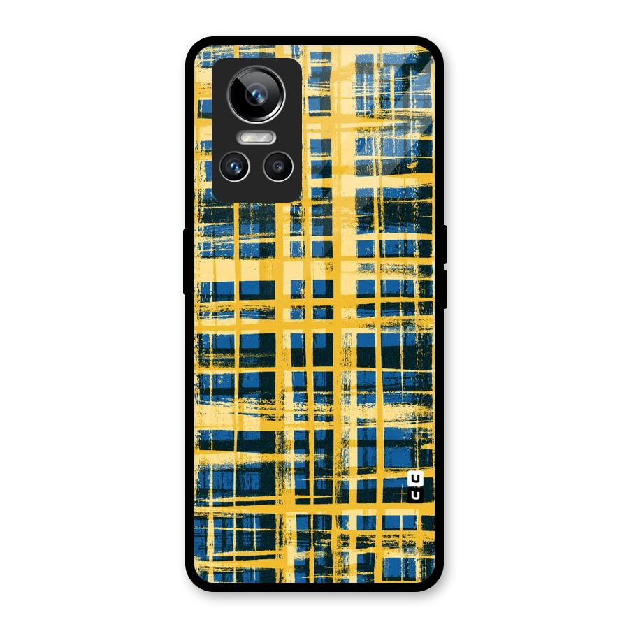 Yellow Rugged Check Design Glass Back Case for Realme GT Neo 3
