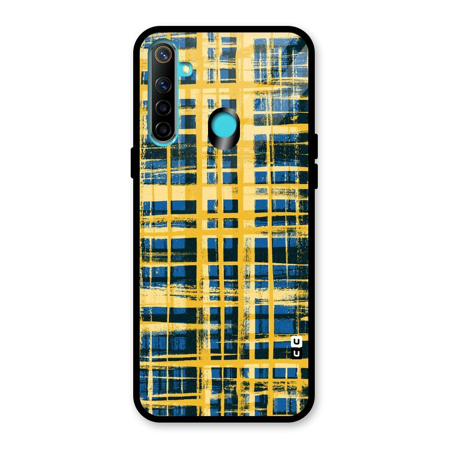 Yellow Rugged Check Design Glass Back Case for Realme Narzo 10