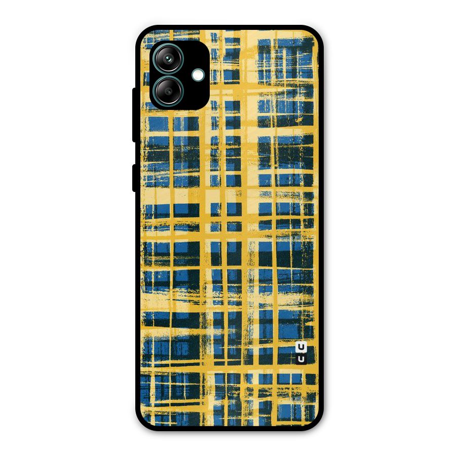 Yellow Rugged Check Design Metal Back Case for Galaxy A04