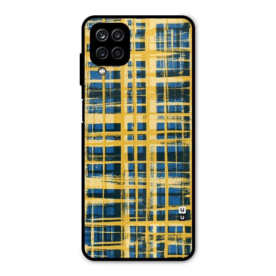 Yellow Rugged Check Design Metal Back Case for Galaxy A12
