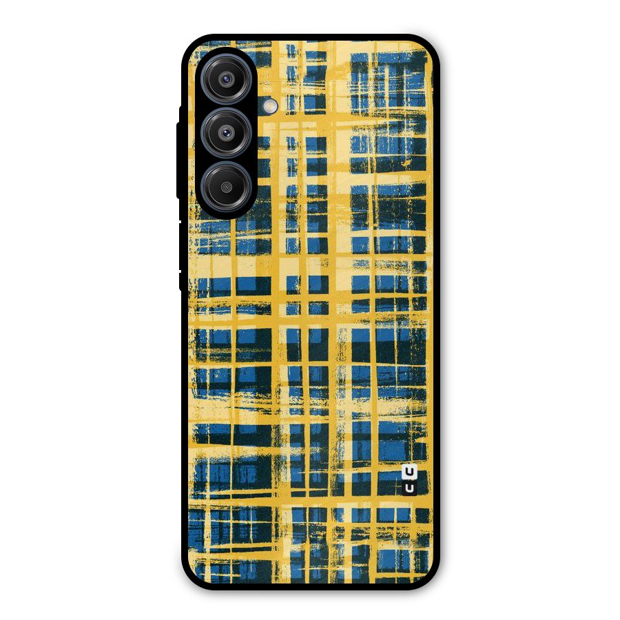 Yellow Rugged Check Design Metal Back Case for Galaxy A16 5G