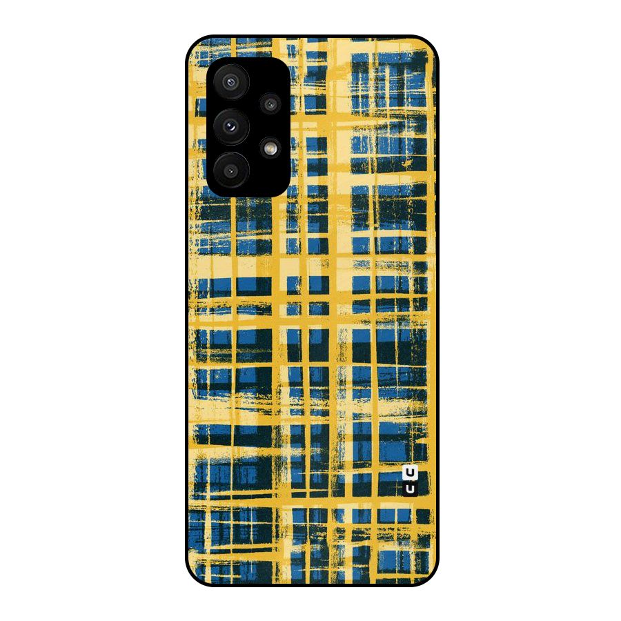 Yellow Rugged Check Design Metal Back Case for Galaxy A23