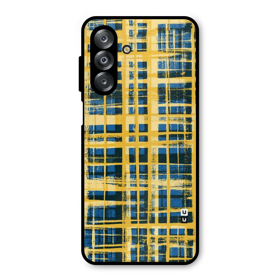 Yellow Rugged Check Design Metal Back Case for Galaxy A26