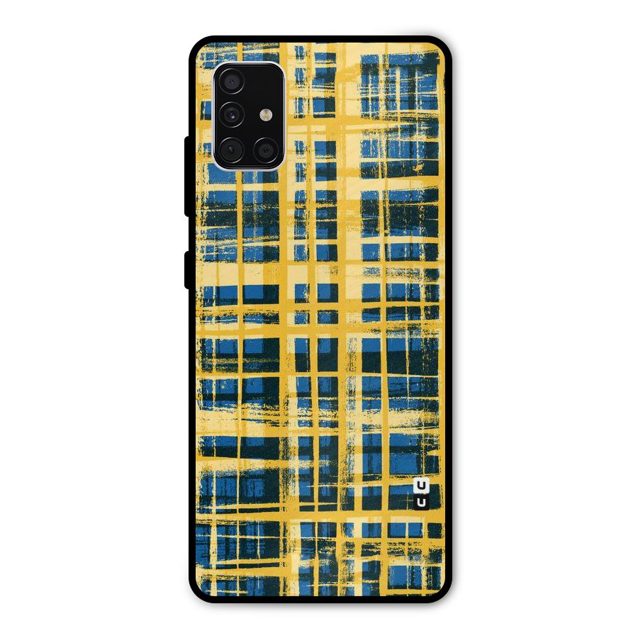 Yellow Rugged Check Design Metal Back Case for Galaxy A51