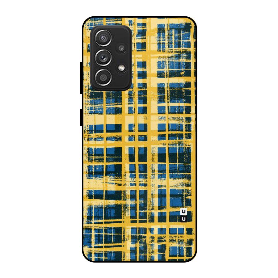 Yellow Rugged Check Design Metal Back Case for Galaxy A52s 5G