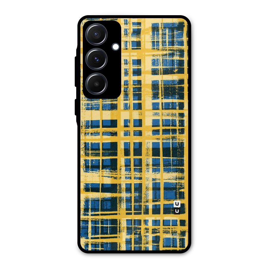 Yellow Rugged Check Design Metal Back Case for Galaxy A55