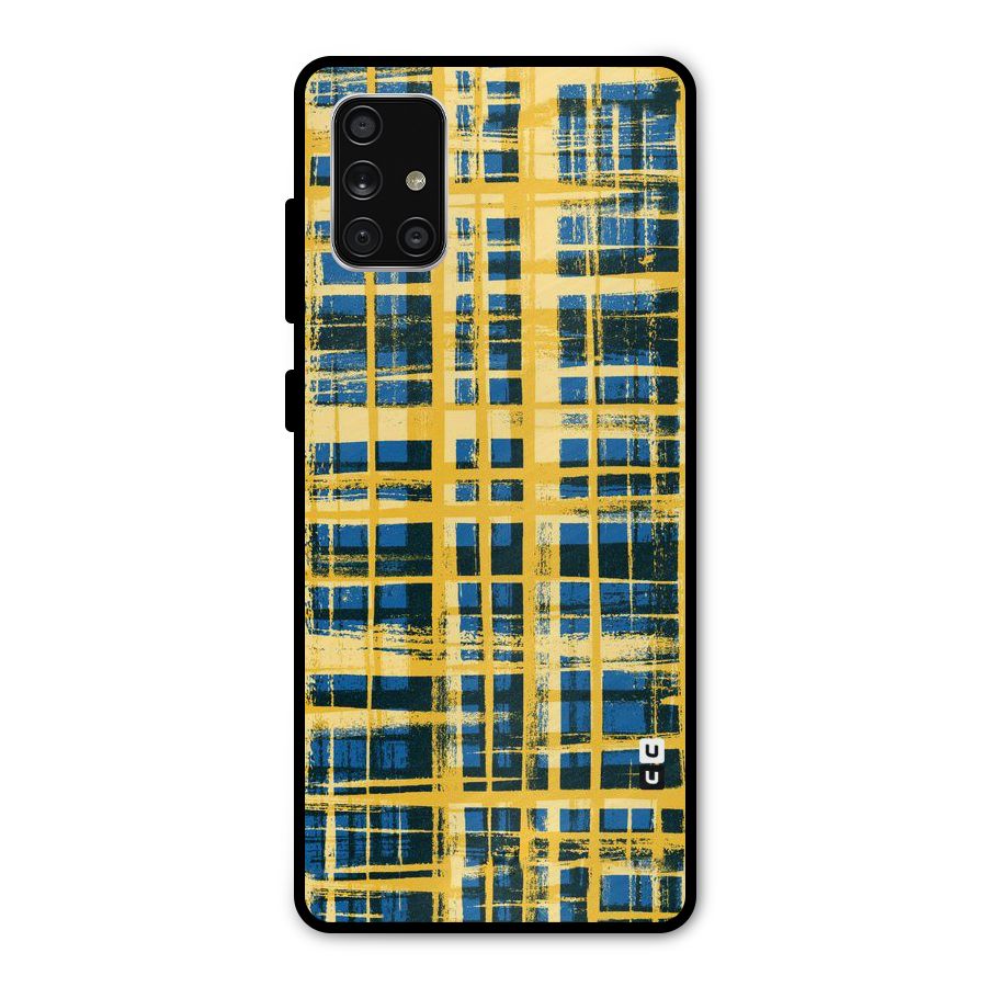 Yellow Rugged Check Design Metal Back Case for Galaxy A71