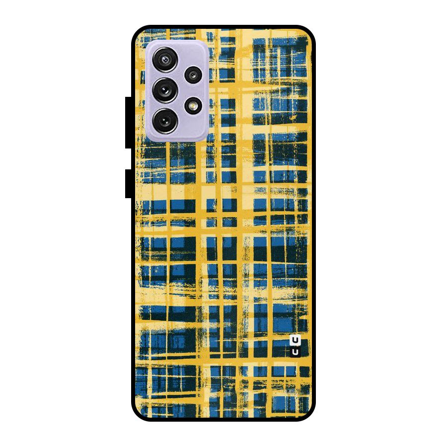 Yellow Rugged Check Design Metal Back Case for Galaxy A72