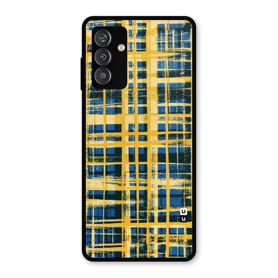 Yellow Rugged Check Design Metal Back Case for Galaxy F13