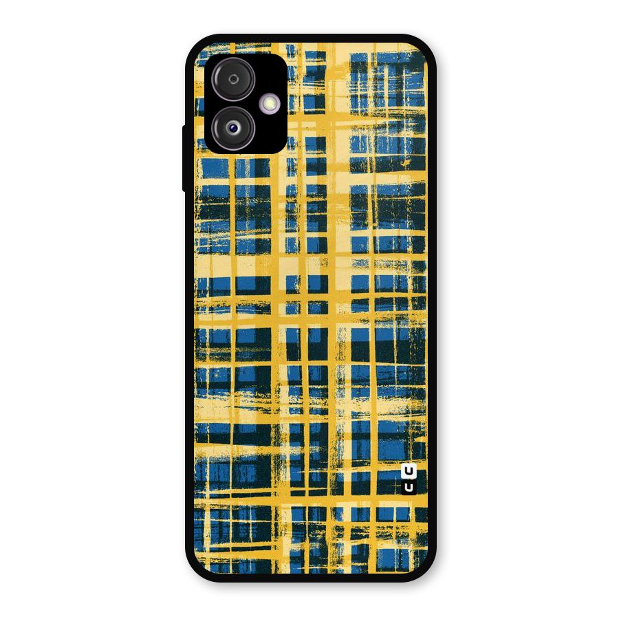 Yellow Rugged Check Design Metal Back Case for Galaxy F14