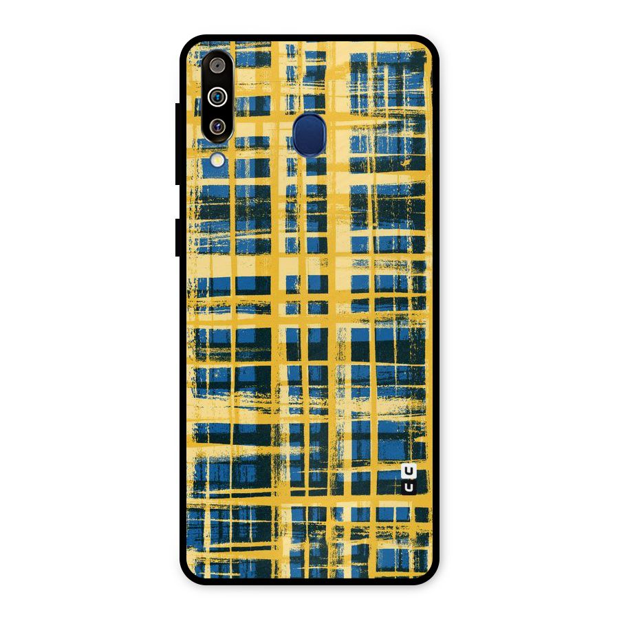 Yellow Rugged Check Design Metal Back Case for Galaxy M30