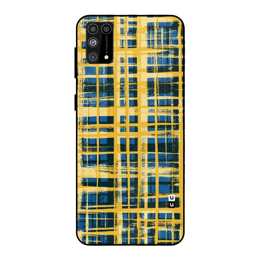 Yellow Rugged Check Design Metal Back Case for Galaxy M31