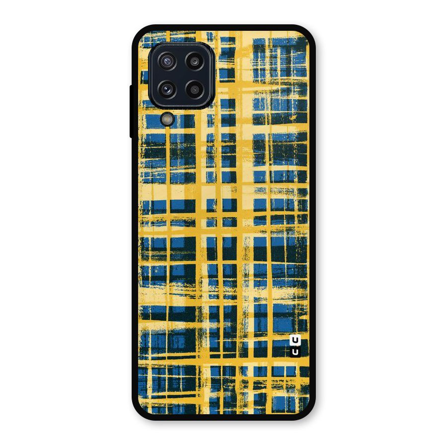 Yellow Rugged Check Design Metal Back Case for Galaxy M32