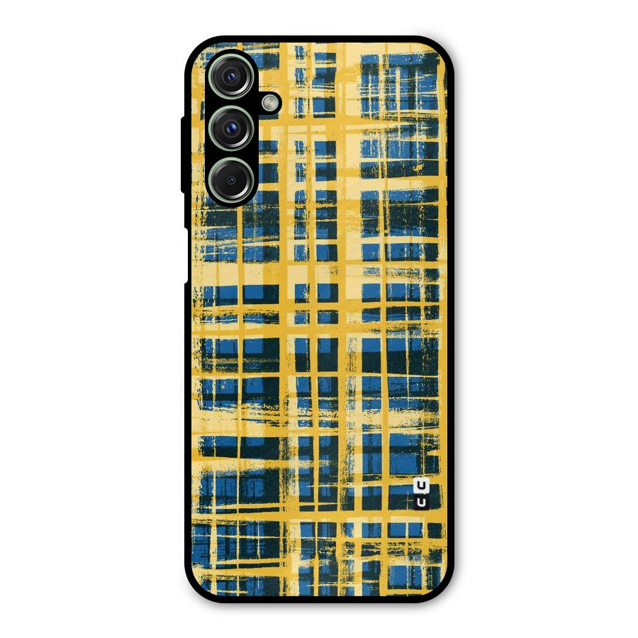 Yellow Rugged Check Design Metal Back Case for Galaxy M34
