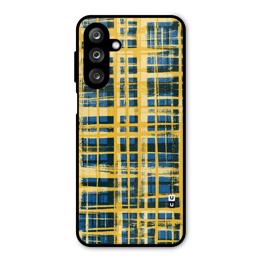 Yellow Rugged Check Design Metal Back Case for Galaxy M36