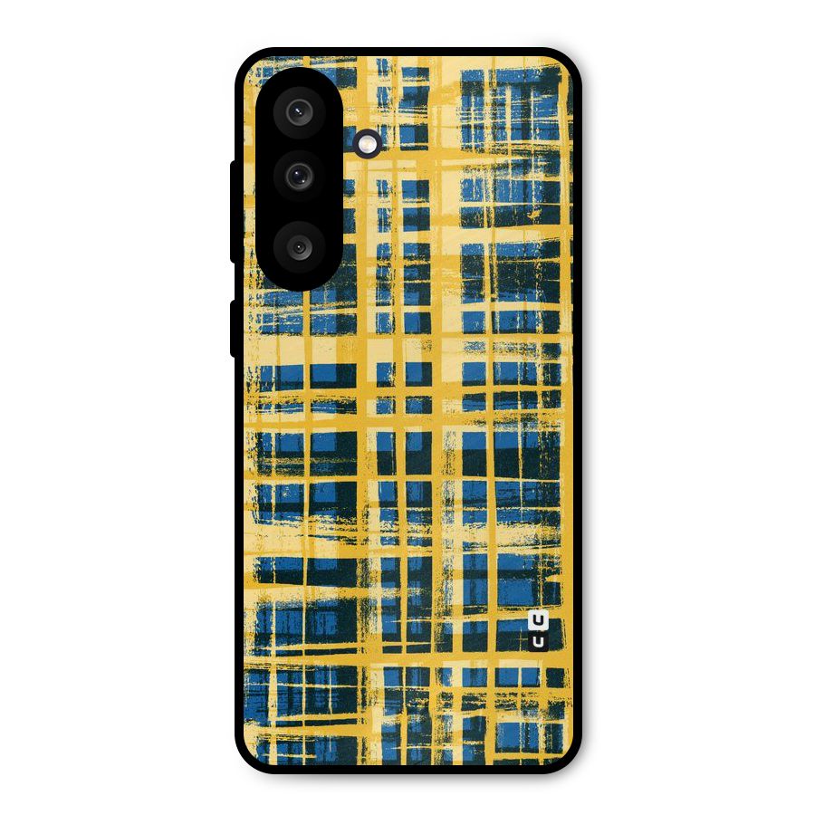 Yellow Rugged Check Design Metal Back Case for Galaxy M56