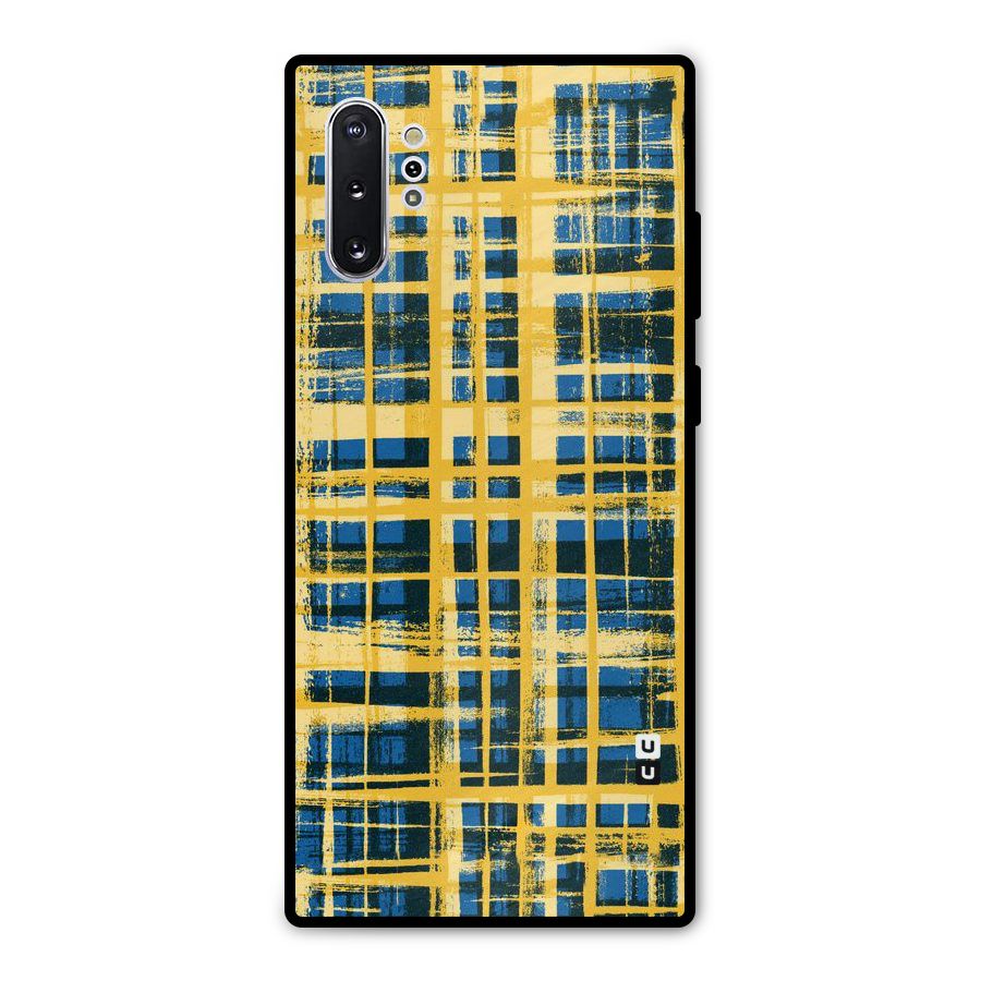 Yellow Rugged Check Design Metal Back Case for Galaxy Note 10 Plus