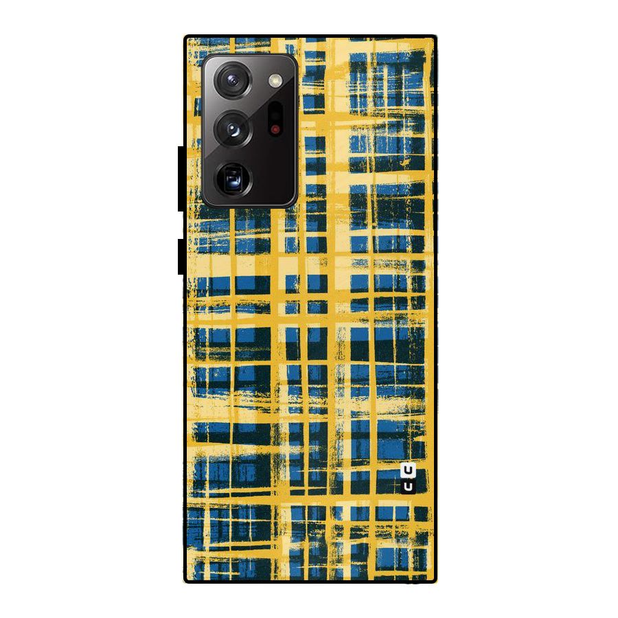 Yellow Rugged Check Design Metal Back Case for Galaxy Note 20 Ultra