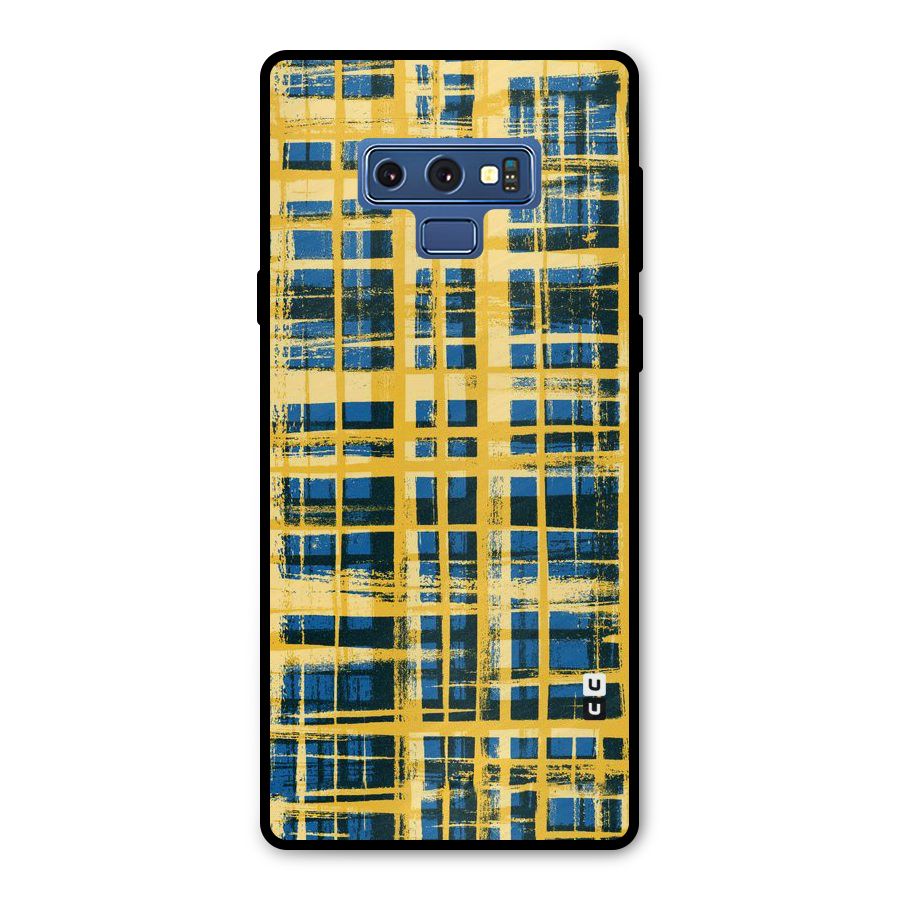 Yellow Rugged Check Design Metal Back Case for Galaxy Note 9