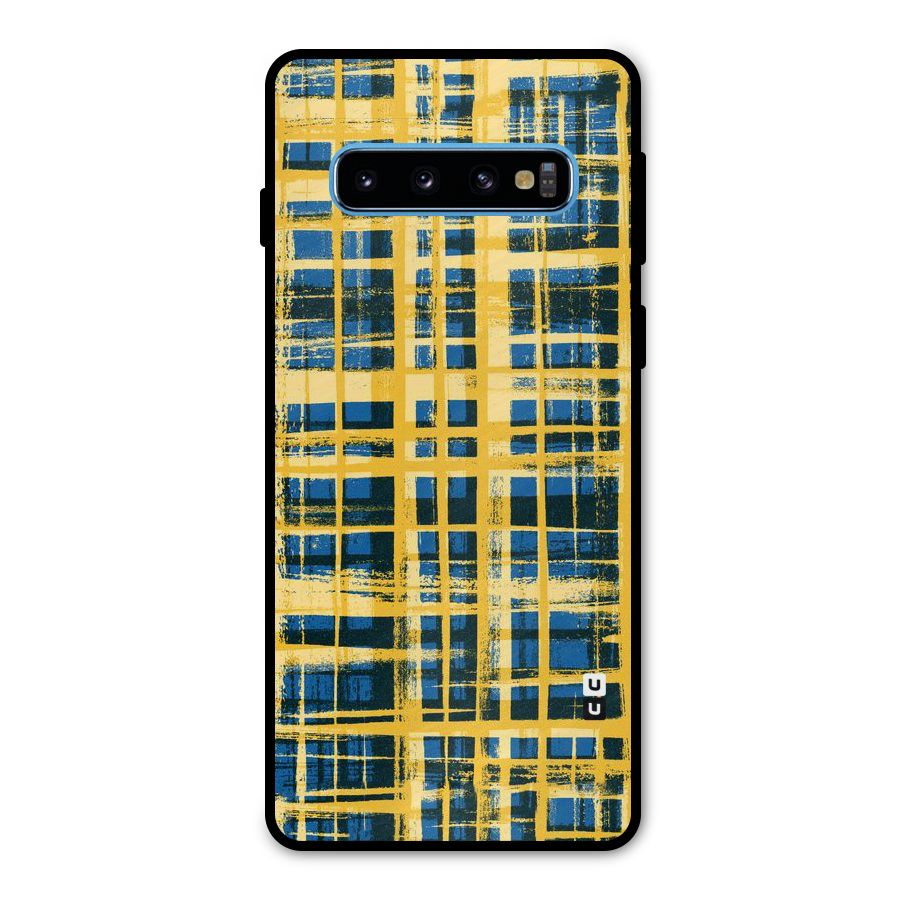 Yellow Rugged Check Design Metal Back Case for Galaxy S10
