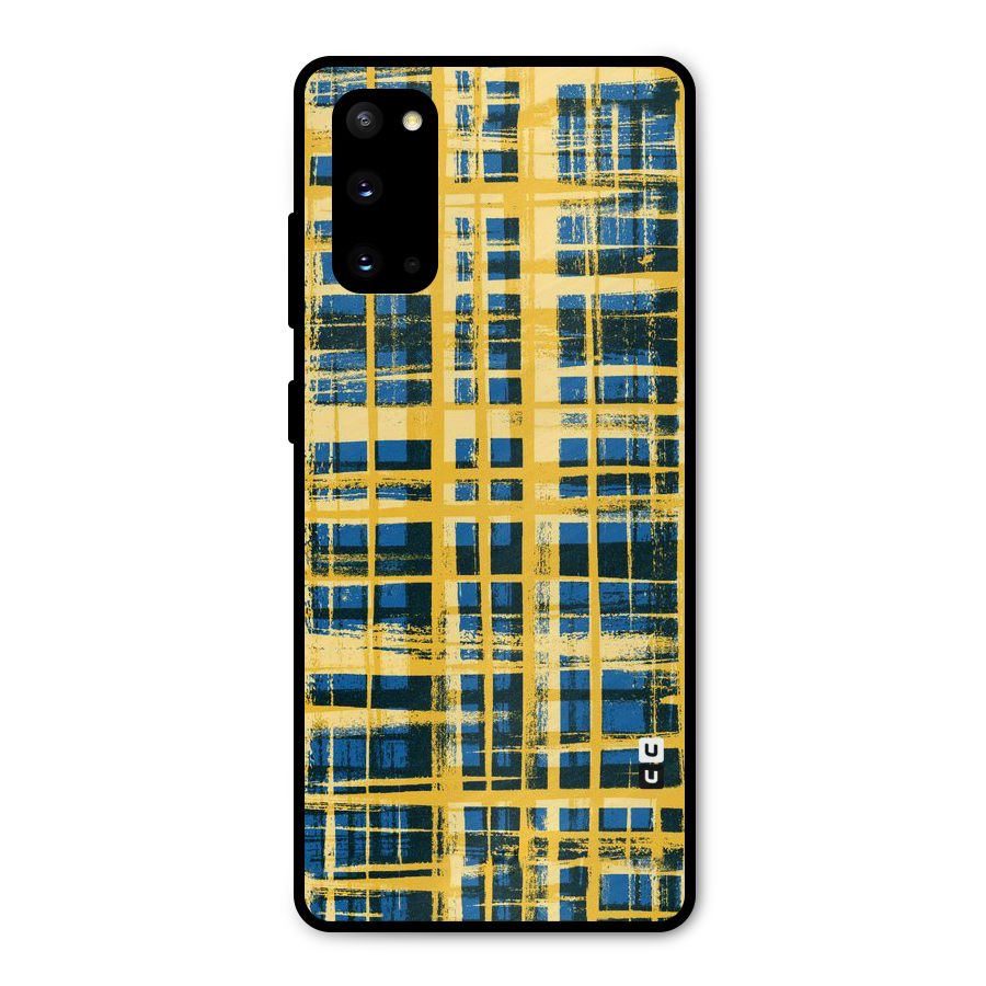 Yellow Rugged Check Design Metal Back Case for Galaxy S20