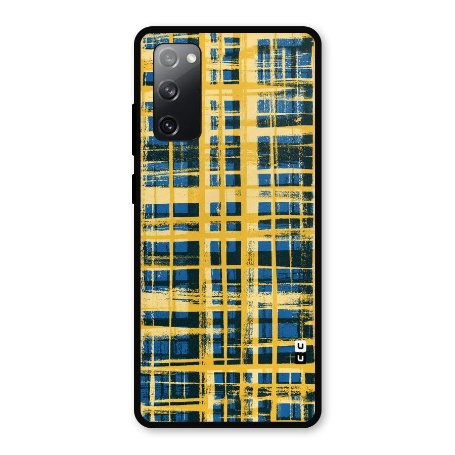 Yellow Rugged Check Design Metal Back Case for Galaxy S20 FE 5G